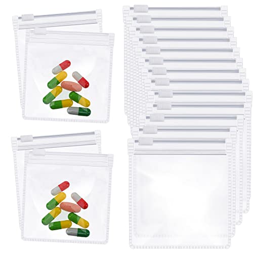 Image of Zonon 24 Pieces Pill Pouch Bags Zippered Reusable Pill Baggies Clear Plastic Bags Self Sealing Travel Medicine Organizer Storage with Slide Lock for Cod Liver Oil, and Small Items