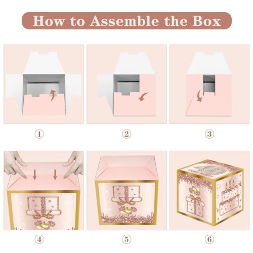 Image of Guiruiy 3Pcs 40th Birthday Decorations Boxes for Women, Pink Rose Gold 40th Birthday Balloons Boxes Party Supplies, Pink Forty Year Old Bday Theme Cardboard Box Decor