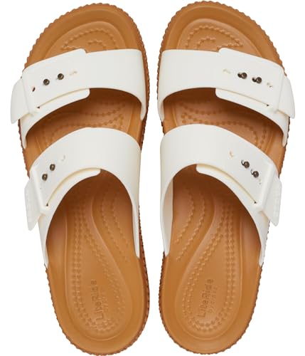 Image of Crocs Women's Brooklyn Buckle Low Wedge Sandal, Chalk