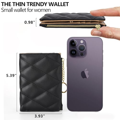 VODIU Women's Short Purse Leather Medium Wallet Leaf Bifold Card Coin Holder Small Purses Buckle Zipper Clutch4