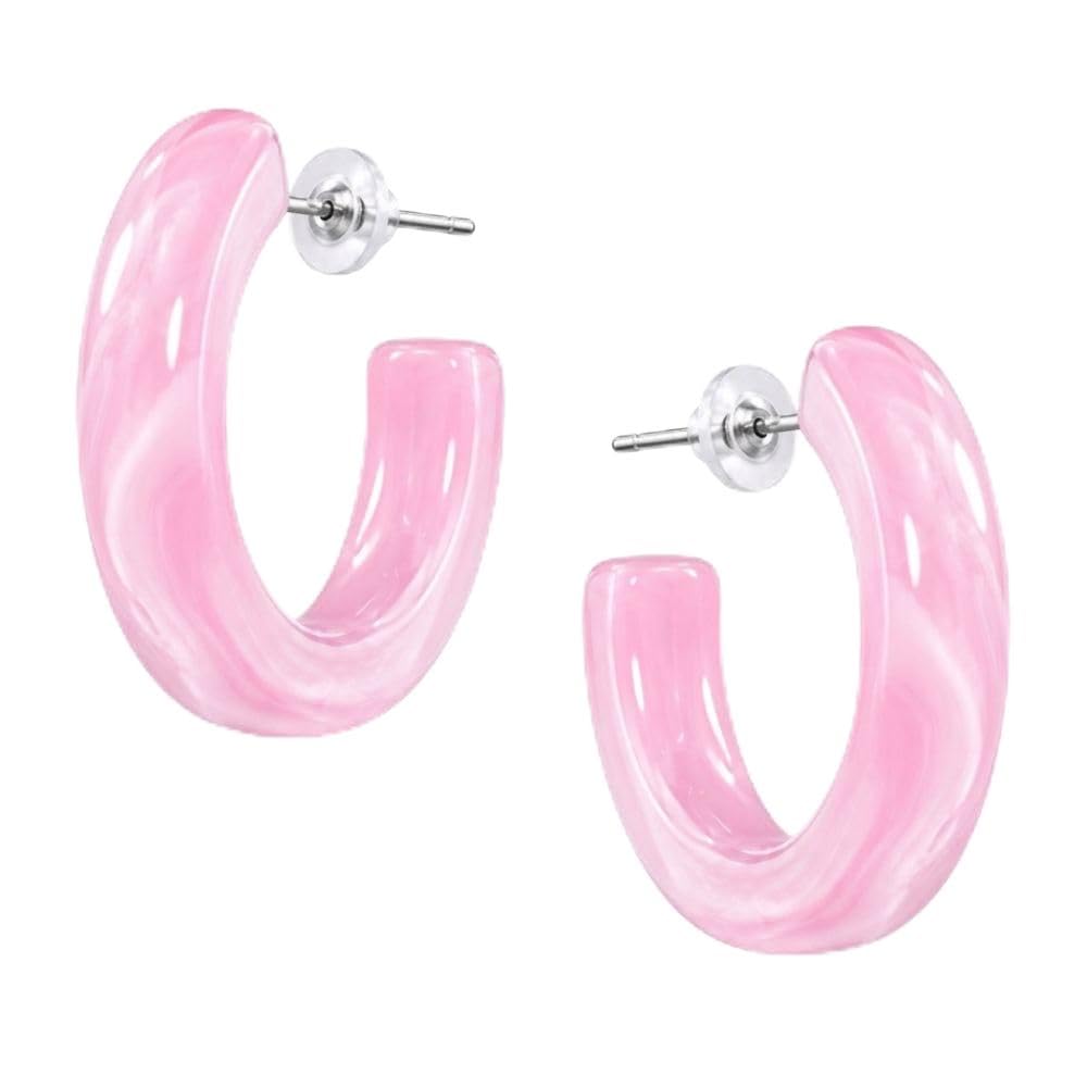 style wind Women's Acrylic Resin Hoop Earrings | Lightweight Statement Open Hoop Stud Earrings | Trendy Marble Finish Fashion Jewelry for Women & Girls | Available in Blue, Light Brown, Brown, White, Purple & Pink-picture-10