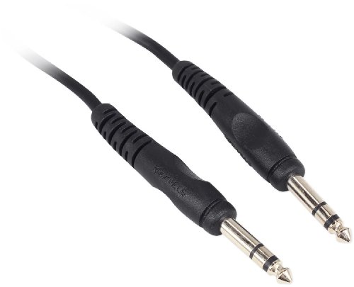 Rockville RCTR110B 10ft 1/4'' TRS to 1/4'' TRS Cable, 100% Copper, Gold-Plated Connectors, Durable PVC Jacket, Low Capacitance, Perfect for Studio Musicians and Audio Engineers