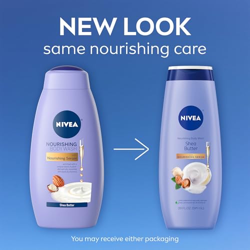 NIVEA Nourishing Shea Butter Body Wash with Nourishing Serum, Moisturizing Body Wash for Women, Enriched Provitamin B5 and Vitamin E, 20 Fl Oz Bottle - Image 3