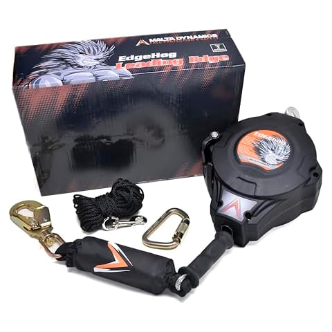Malta Dynamics Edgehog 50’ Self Retracting Lifeline with Snap Hook, Quick-Action Braking and Self Locking YoYo Cable, Fall Protection Safety Lanyard, Compact and Lightweight, OSHA/ANSI Compliant… Cover
