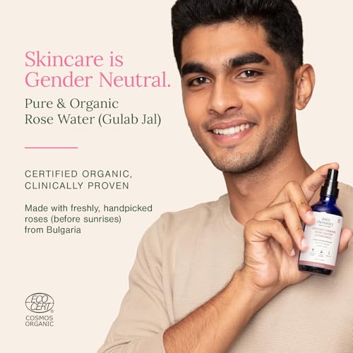 Image of Juicy Chemistry Organic Rose Water (Hydrosol), 100 ml | Face Toner for Glowing, Brighter and Hydrated Skin | Made with Bulgarian Damask Roses - Clinically Tested