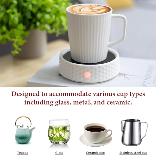 Electric Large Ceramic Candle Warmer Plate - Wax Warmer for Jar Candles, Coffee Mug, Cup - Home Office Aromatherapy Fragrance Heating Beverage Milk Tea Hot Chocolate - Thumbnail 6