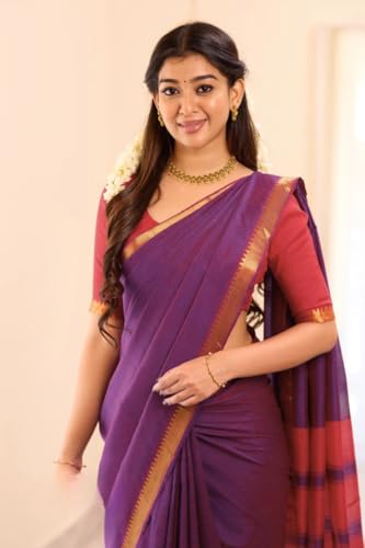 Image of Women's Cotton Soft Silk Sarees | Jamdani Cotton Saree With Attach Unstitched Blouse Piece