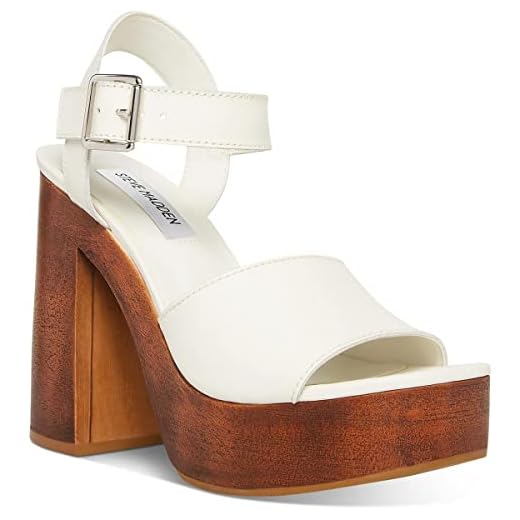 Steve Madden Women's KYE Heeled Sandal, White Leather, 8