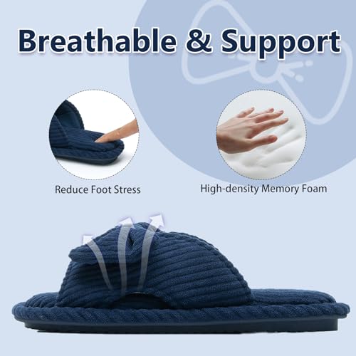 Image of GOEWY Cute Slippers for Women Indoor and Outdoor Cozy Soft Bow Open Toe Womens Slippers with Memory Foam Anti-Skid Sole Slides Spa Birthday Gifts for Women Mom Her Ladies Bridesmaid