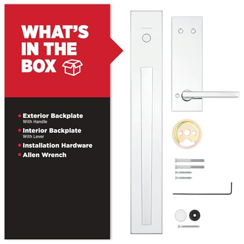 Image of Kwikset Caerus Front Door Lock & Deadbolt Set, Entry Handleset with Interior Reversible Lever, Polished Chrome, Dummy Deadbolt Double Door Handleset
