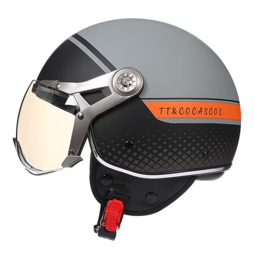 Retro Jethelm Motorradhelm Vintage Halbschalenhelm Erwachsene Herren Halbschalenhelm Mit ECE-Zulassung Damen Rollerhelm Cruiser Chopper Skateboard Rollerhelm 5,XL=61~62cm