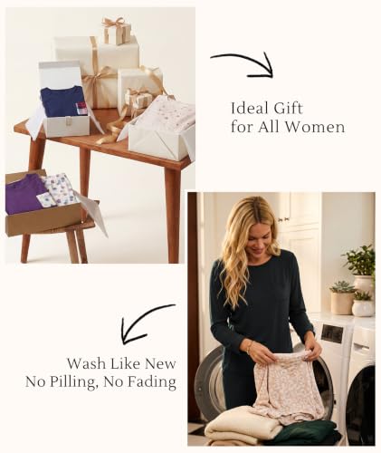 Image of GYS Bamboo Viscose Sleep Sets for Women Long Sleeve Crew Neck Pajama Sets with Pockets