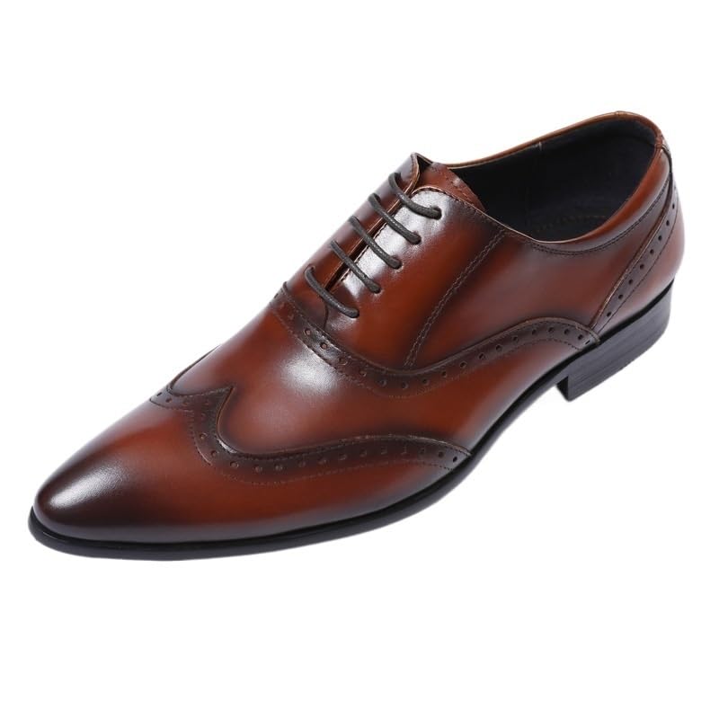 Dress Oxford Shoes for Men Lace Up Pointed Toe Prom Shoes Boys Dress Shoes Genuine Leather Oxfords Business Shoes