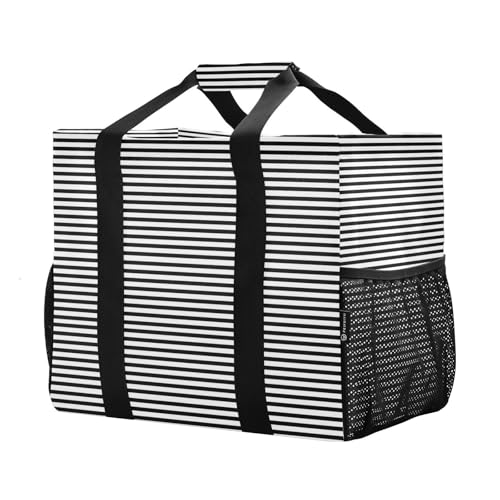 Black White Stripes Large Beach Bag Waterproof Beach Tote Bags for Women Travel Gym Pool2
