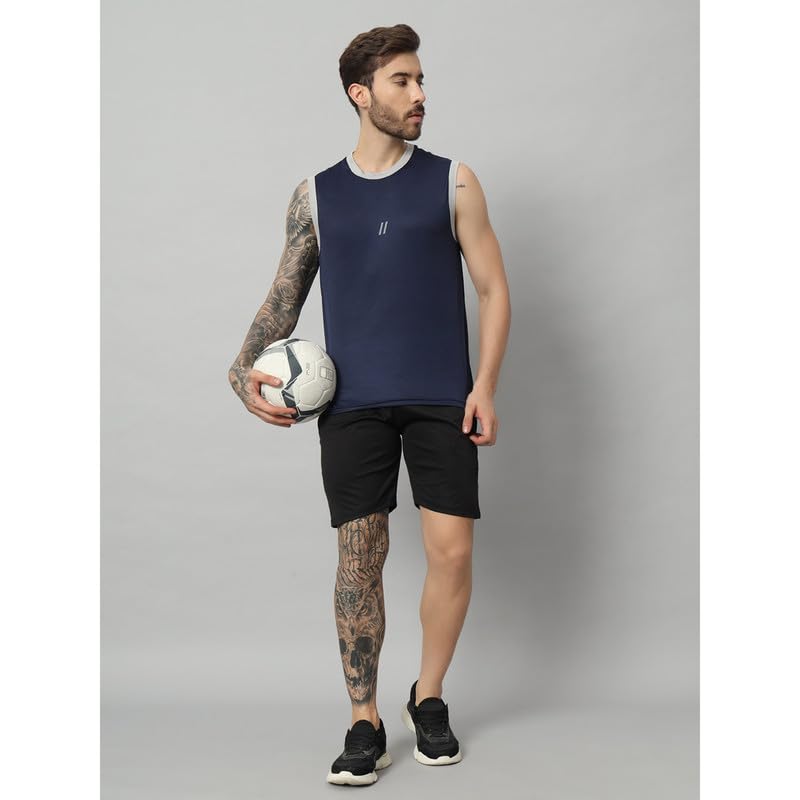 Image of ATICX Men's Polyester Sports Sleeveless T Shirt - Gym Vest, Workout Sando, Training Tank Top, Cut Sleeves Quick Dry Tee for Running, Swimming, Badminton, Fitness & Sports