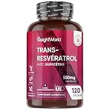 Trans Resveratrol (98%) avec Quercétine 550mg, 120 Gélules Vegan pour 4 Mois Source de Vitamine C, Resveratrol Polyphenols Renouée du Japon avec Sophora Japonica sans Stéarate Magnésium