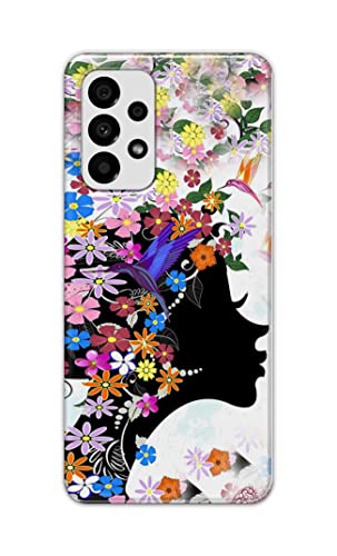 Image of Printed Hard Back Cover Case for Samsung Galaxy A73 5G Back Cover (Floral Hairstyle Girl) -1803