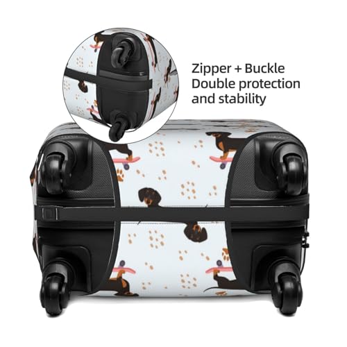 Dachshund On A Skateboard Travel Luggage Covers - Elasticity Suitcase Covers Protector for Luggage 18-32 Inch3