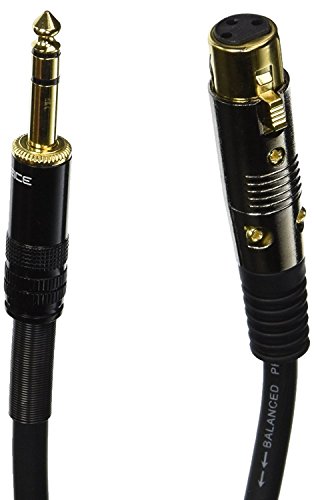 Image of Monoprice 104773 35-Feet Premier Series XLR Female to 1 /4-Inch TRS Male 16AWG Cable Black & Premier Series 1 /4 Inch (TRS) Male to Male Cable Cord - 35 Feet- Black 16AWG (Gold Plated)