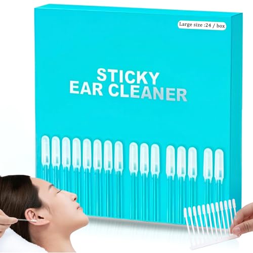 Reusable Ear Wax Removal, 24 PCS Self Sticky Ear Cleaner Earwax Removal Kit, Reusable Ear Sticky Cotton Buds Wax Removal Set for Children & Adults