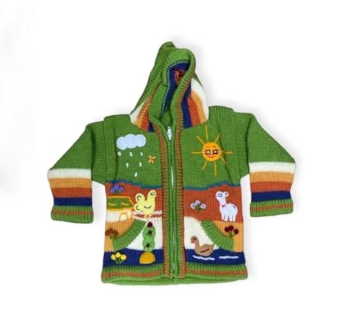 Children arpillera Sweaters, Kid Cardigan, Fall Winter Sweater for Kids, Handcrafted Embroidered Kids Pullover Jacket