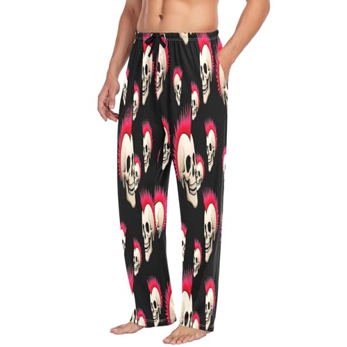 Qilmy Halloween Fun Skeleton Men's Cotton Pajama Pants, Lightweight Lounge Sleepwear with Drawstring and Pocket4