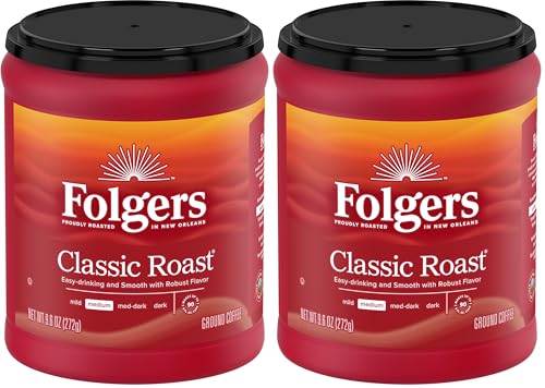 Image of Folgers Classic Roast Medium Roast Ground Coffee, 9.6 Ounce (Pack of 2)