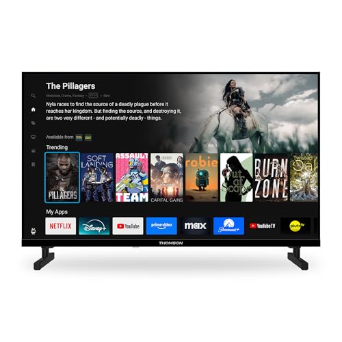 Thomson 32 Zoll (80cm) HD LED Smart TV, Wi-Fi, Sprachsteuerung, HDR10, Dolby Audio, Triple-Tuner (Kabel/Satellit/Antenne), HDMI, USB, 1.5GB RAM, 8GB Flash - 32HT2S15