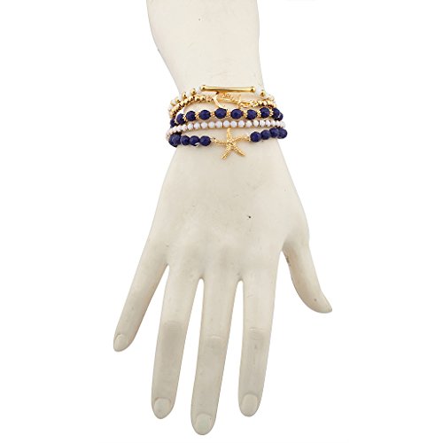 Lux Accessories Navy Nautical Starfish Anchor Arm Candy Set (5Pc) #TOP1