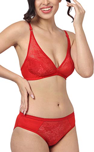 Image of StyFun Women Cotton Bra Panty Set, Non-Padded, Non-Wired, Sexy Lingerie for Honeymoon Lingerie Set for Women for Sexy hot Bra Panty Set for Women Combo Pack Color- Multi-Color Cup-B