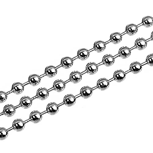 Gotetiso Kugelkette 5 Meter Lnge 2,4mm Durchmesser Stöpselketten Edelstahlkette Kugelkette Edelstahl Schloss Halskette Edelstahl Ketten mit 20 Passenden Anschlüssen für Halsketten Silber