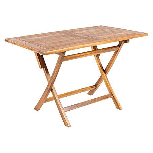 Mesa de jardín Teca Rectangular 120 cm, Madera Teca Grado A, Medidas 120x70x77 cm, Tratamiento al Agua aplicado, Mesa para terraza de teka, Mesita Plegable de balcón