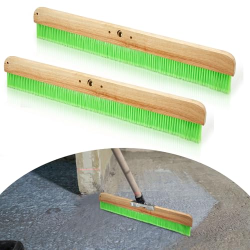 Yiyiring 2 Pcs 24 Inches Green Concrete Broom Soft Without Handle Soft Flow Through Brush with Mounting Threads for Concrete Finishes Hard Floors Yards