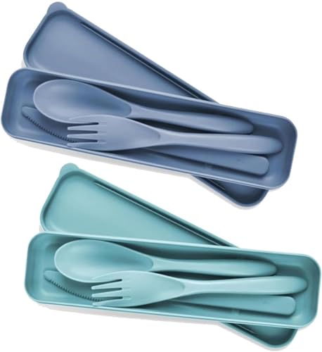 2 Sets Portable Reusable Cutlery Set with Case – Eco-Friendly Travel Utensils, Sustainable Cutlery for Camping, Office, or On-The-Go