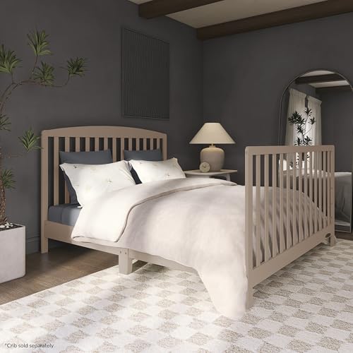 Image of Dream On Me Universal Crib to Full Size Bed Conversion Kit, Solid Wood Bed Rails for Select Convertible Cribs, Strong & Stable Support, Almond Butter