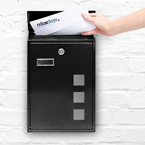 Design brievenbus van metaal 25 x 40 cm groen/wit/zilver/zwart zwart - Afbeelding 3