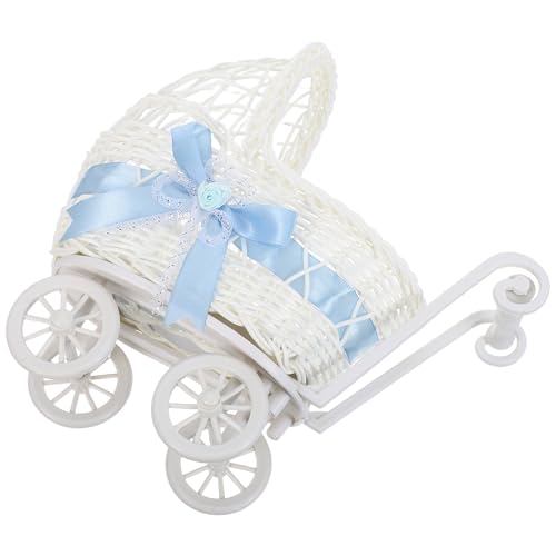 TOPBATHY Cesta Mini de Ratán Sintético Azul para Shower, Cesta Decorativa Portátil para Servir Dulces y Refrigerios en Bodas, Accesorio Versátil para Decoración de Fiestas Infantiles
