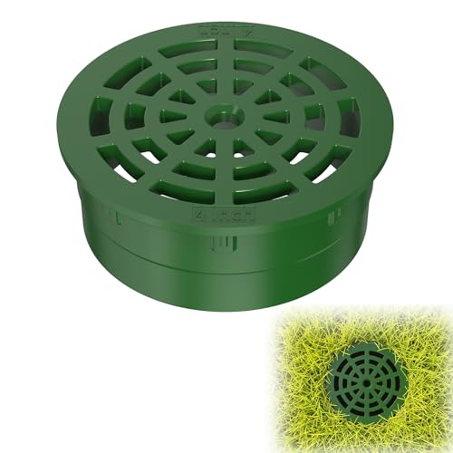 4 Inch Round Drainage Grate Cover Outdoor Drain Cover for 4 SDR 35 Sewer & Drain Pipe/Fittings Single-Wall Corrugated Pipe Low Profile Lawn Drain Cover Easy Installation (1PC-4 Inch)