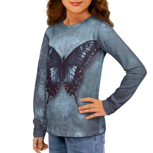 Girls Long Sleeve Shirts Casual Crew Neck Tops Fall Winter Blouses 3-16 Years3