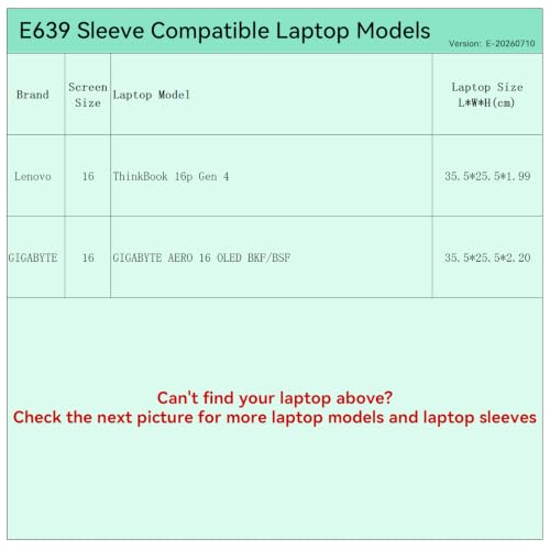 Image of Smatree Elite Laptop Sleeve for 16 inch Lenovo ThinkBook 16p Gen 4, GIGABYTE AERO 16 OLED BKF /BSF, Protective Laptop Case with Pocket(E639)