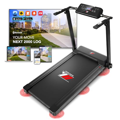 YM Next 2000 Tapis De Course électrique Pliable 12 km/h, Grande Surface de Course, Cadre renforcé, Application Kinomap Zwift BitGym, Peu, Noir Tapis De Marche
