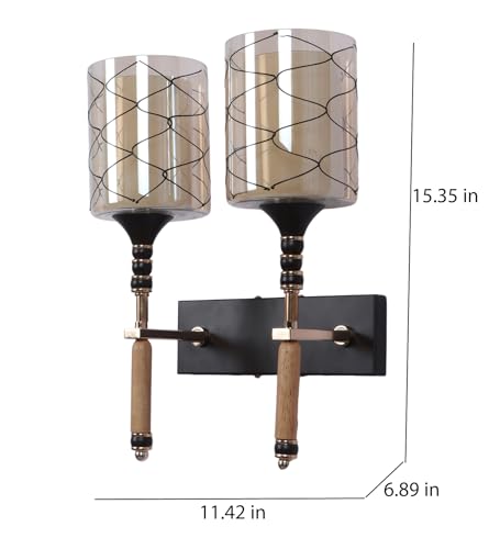 Image of ELAINTE Premium Wall Light | | Elegant Glass Wall Lamp for Living Room & Hallway | 3 Years Warranty | Free Bulb (Aurea-Double)