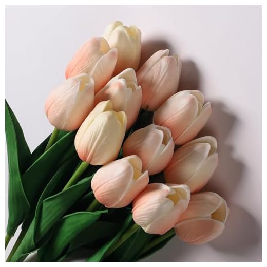 Anaoo 12pcsTulipanes Artificiales de látex, Ramo de Flores Artificiales de Novia para el hogar, Boda, Fiesta, decoración de Oficina, arreglos Florales,
