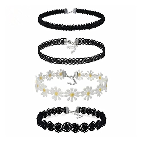BESTOYARD Necklaces Lace Velvet Necklace with Extended Chain 4pcs