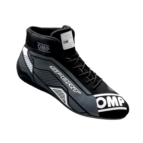 Image of OMP Driving Shoe, Sport, Mid-Top, SFI 3.3 /5, FIA Approved, Microfiber Outer, Fire Retardant Fabric Inner, Black, Euro 40, Pair