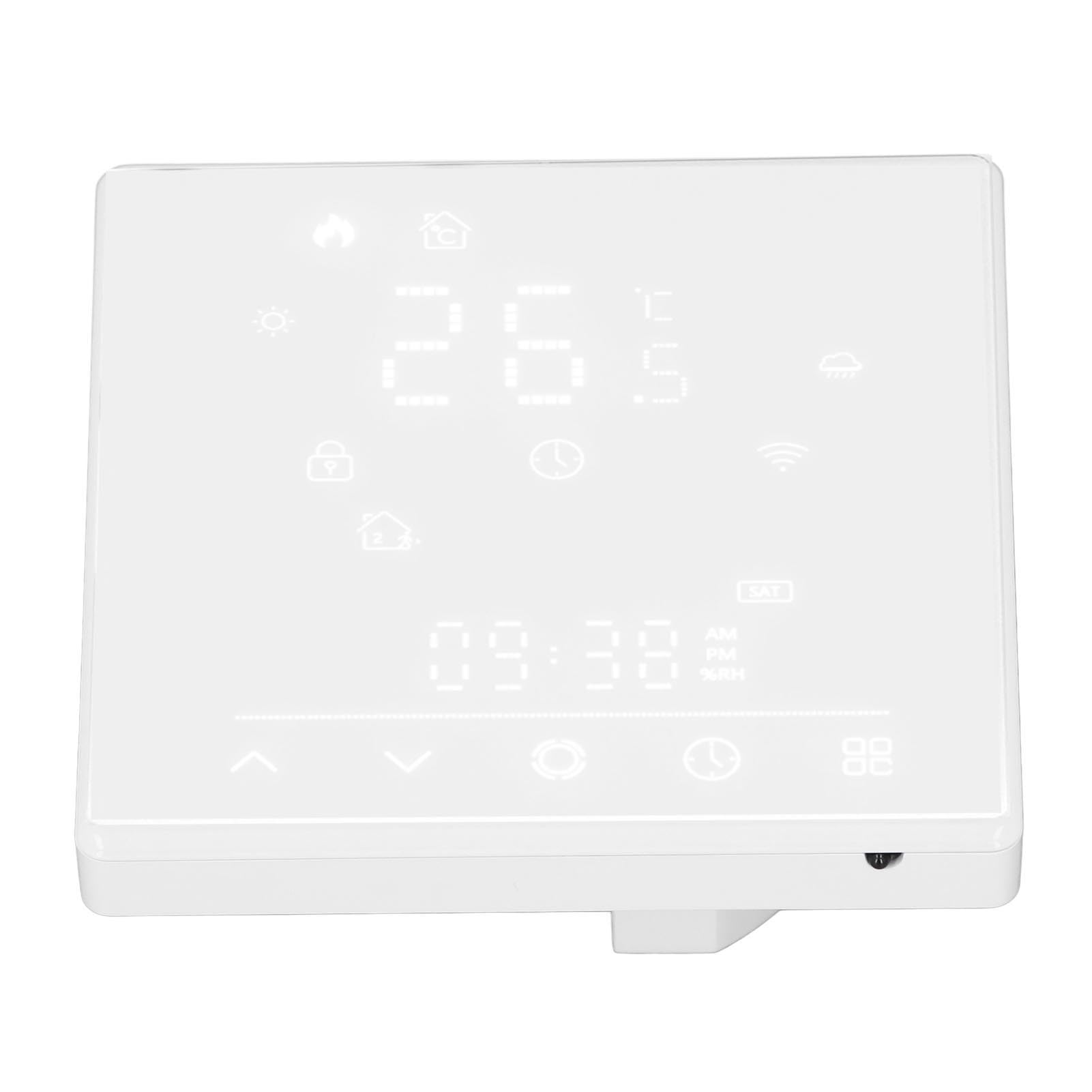 Controlador de Temperatura Inteligente de Alta Precisión Sensor de Coeficiente de Temperatura Negativo para Hoteles Supermercados, Carcasa de PC IP20 (Blanco)