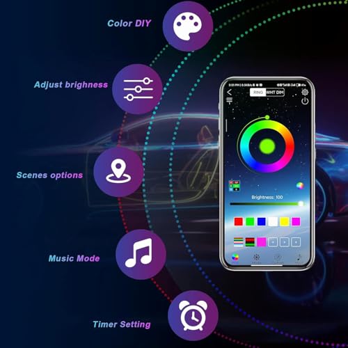 Image of RGB LED Rock Lights Kit, 20 Pods Rock Lights for Semi Truck Offroad Pickup RV Trailer Boat, Waterproof Multicolor Underglow Kit for Truck with APP Remote Control Music Neon Vehicle Underbody Light 12V