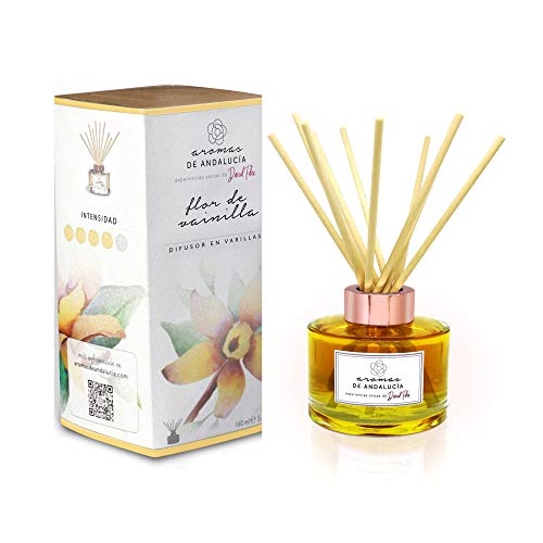 AROMAS DE ANDALUCIA, Ambientador, Mikado, Varillas, Lujuria Flor de Vainilla, Cristal, 160ml 8.8 x 8.8 x 19.4 cm Cover
