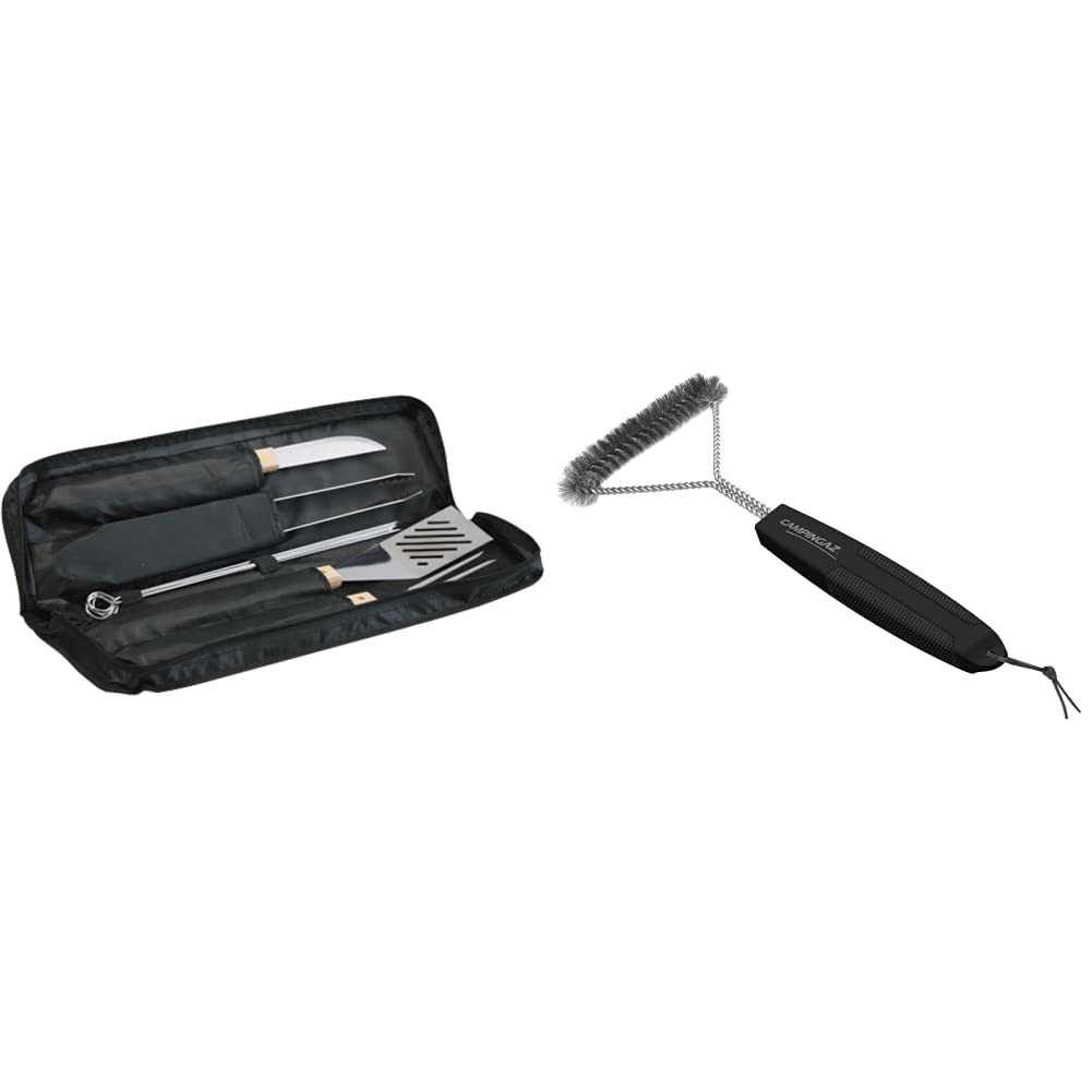 Campingaz 205829 Borsa Utensili In Tessuto, Nero, 55 x 14 x 6 cm & 2000032369 Spazzola Pulizia Triangolare, Nero, 8x7x7 cm