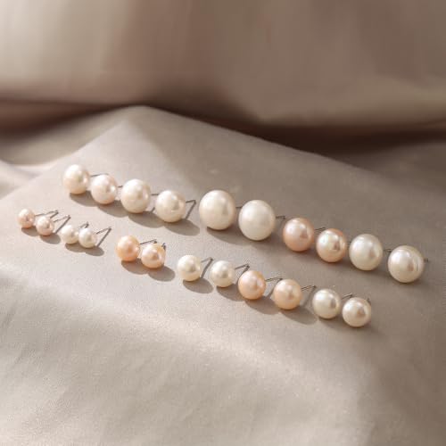 EVER FAITH 925 Sterling Silver AAA Pink Freshwater Cultured Pearl Button Stud Earrings4